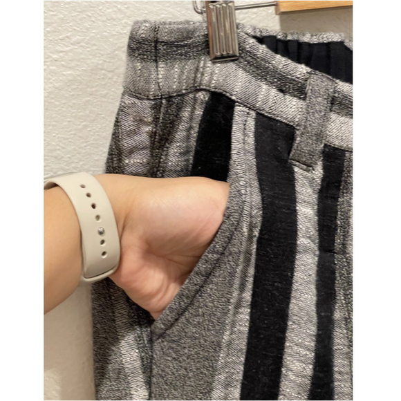 ACE & JIG Grey Black Striped Buttons Pants - Picture 3 of 8